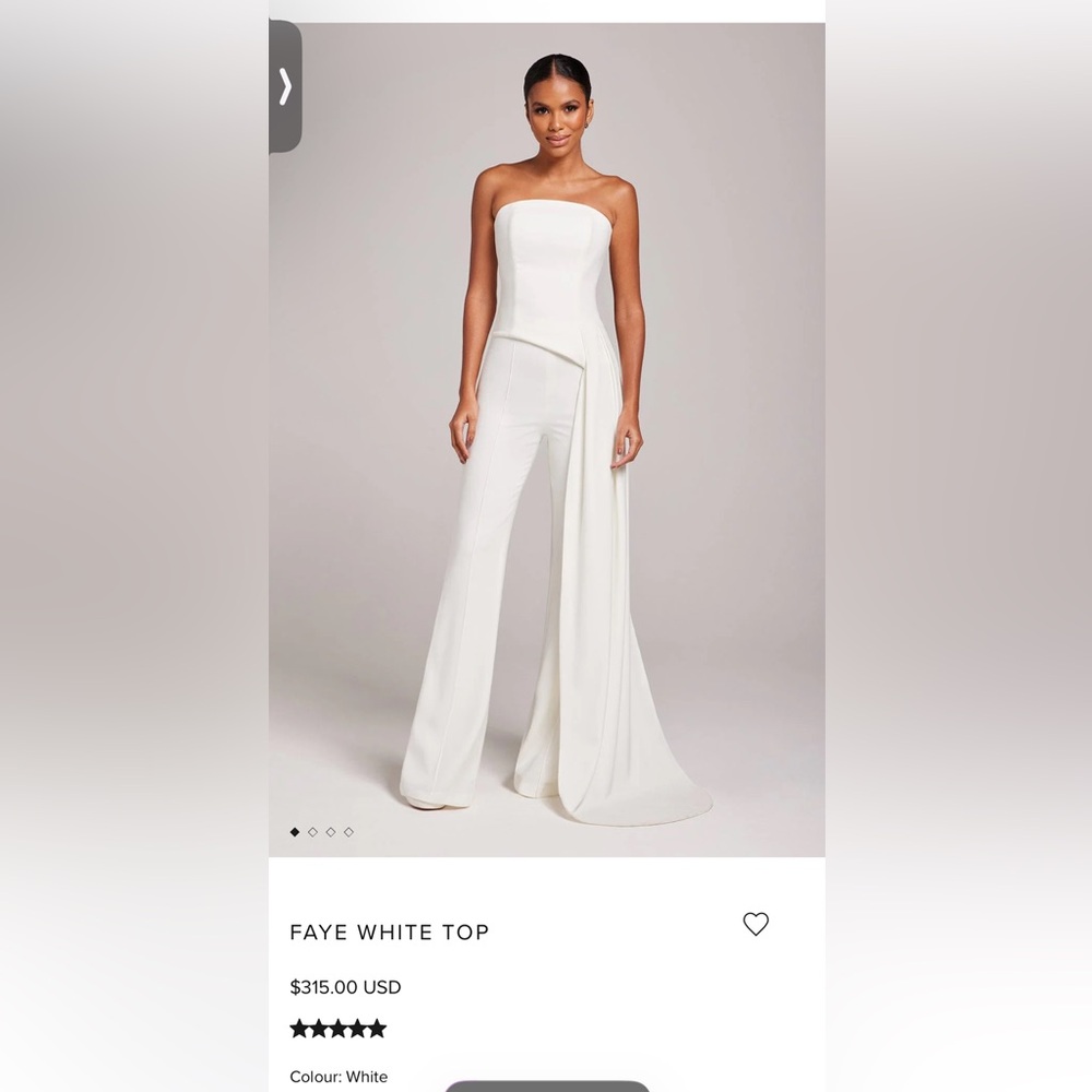 NADINE MERABI Strapless White Draped Wide-Leg Jumpsuit